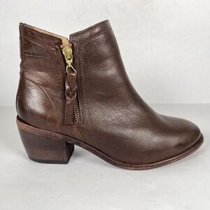 Wolverine Ankle Boots Womens Size 8 Brown Leather Zip Up Heeled Casual Shoes